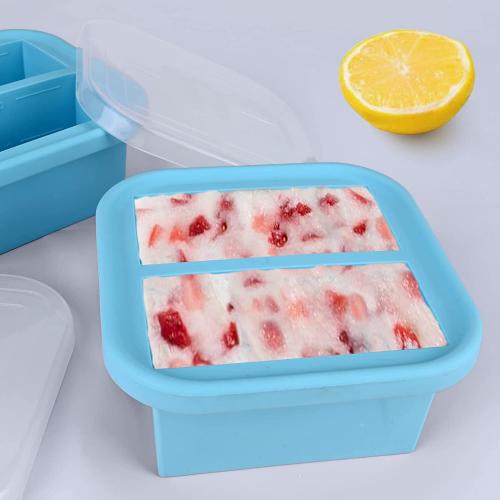 Оптовый квадратный силиконовый контейнер для замораживания пищевых продуктов, 2 ячейки
