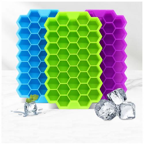 Оптовые силиконовые формы для льда с 37 отверстиями, детские лотки для кубиков льда с крышкой, квадратный куб для кухонных барных аксессуаров
